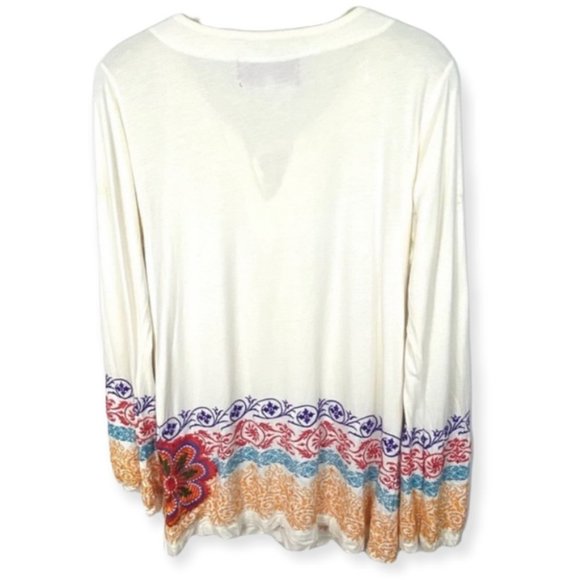 Johnny Was Long Sleeve Tie Neck Embroidered Top Size Large Floral JWLA Bohemian - Picture 3 of 8
